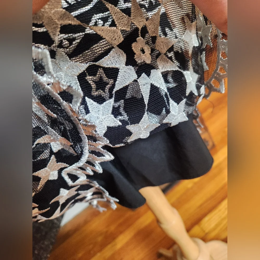 Jen's Pirate Booty Starlight Mini Black And Silver Halter Dress Size Small - Picture 9 of 13